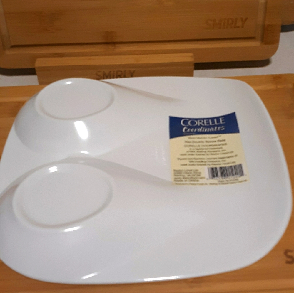 NWT CORELLE BAMBOO DOUBLE SPOON REST - Picture 5 of 5